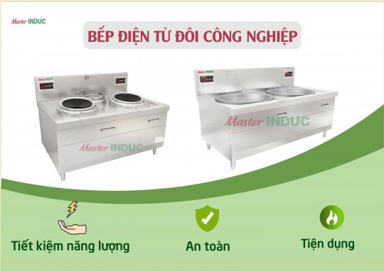 Công suất bếp điện từ đôi công nghiệp cho hệ thống bếp căng tin nhà máy, trường học bệnh viện.