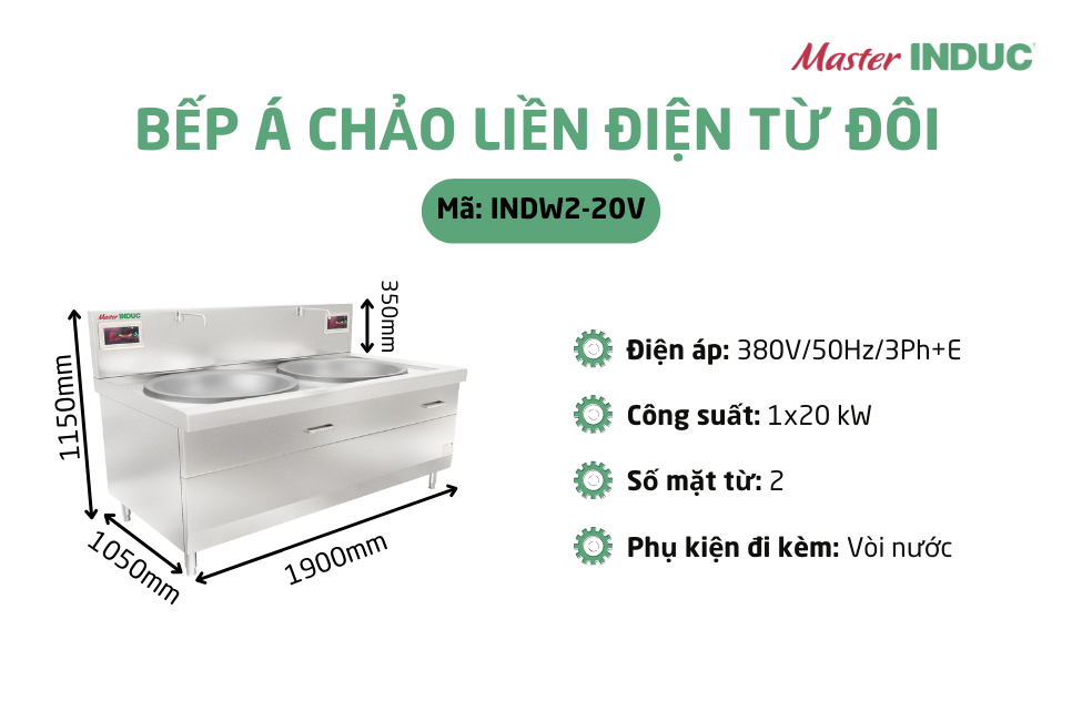 Bếp Á chảo liền điện từ đôi