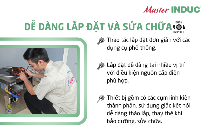 Bếp điện từ công nghiệp MasterINDUC lắp đặt và bảo trì dễ dàng